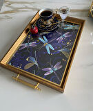 Desenli Çay Tepsisi ,lüx Çay Tepsisi,sunum Tepsisi Desenli