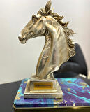 Kişiye Özel İsim Veya Markanızı Yazılabilir Dekoratif At Kafası Büst Büyük Boy Heykeli Kaideli 