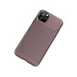 İphone 11 Pro Max Kılıf Auto Focus Karbon Kapak - Kahverengi