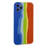 İphone 11 Pro Kılıf Ebruli Lansman Silikon - Mavi-turuncu