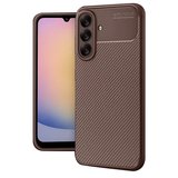 Samsung Galaxy A56 Kılıf Auto Focus Karbon Kapak - Kahverengi