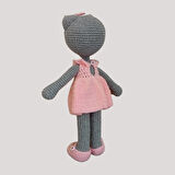 PEMBE ELBİSELİ KEDİ AMİGURUMİ OYUNCAK