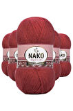 5 Adet Angora LüEl Örgü İpi Bordo 6679