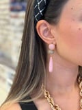 Taşlı Küpe - Pembe — Renk: Pembe