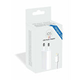 PDAteknoloji iOS 14 USB Şarj Adaptör + Lightning Şarj Kablosu Beyaz A2118-2IN1