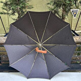 April A-213G 10 Telli Baston Sap Şemsiye Kareli Siyah