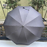 April A-213G 10 Telli Baston Sap Şemsiye Kareli Siyah