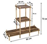 Saksı Standı Bahçe 3 Katlı Saksılık Çiçek Rafı Ahşap Saksılık Çiçeklik No2 Asudehome