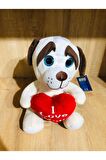 Köpek peluş 23 cm l love you kalpli