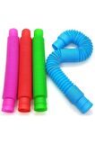 6 Lı Set Uzayan Boru Renkli Oyuncak Hortum Pop Tubes Stres Giderici Popit Fidget