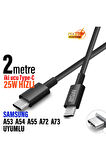 2 metre Type-C Uzun Hızlı Şarj Kablosu Type-C den Type-C ye Samsung A53 A54 A55 A72 A73 Uyumlu