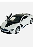 Bmw I8 Coupe - 1/24 7inch Beyaz Lisanslı Metal Model Araba Koleksiyon