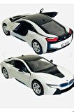 Bmw I8 Coupe - 1/24 7inch Beyaz Lisanslı Metal Model Araba Koleksiyon