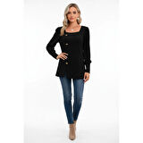 MARSiLYAN- Kadın Uzun Kollu Düğmeli Mevsimlik Bluz – Yumuşak Dokulu, Esnek ve Sıcak Tutan Kumaş