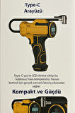 Kablosuz Dijital Kompresör 150 PSI 3600mAh LED Işıklı Type-C Şarjlı Hava Pompası