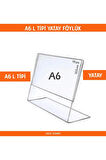 A6 L Tipi Yatay Masa Üstü 20'li Paket / 2.8 Mm Şeffaf Pleksi Föylük / Broşürlük