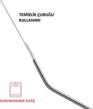 Çelik Pipet Paslanmaz Çelik Metal Meşrubat Pipeti Ve Pipet Temizleme Fırçası Seti 5 Parça