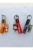 Minnie Mouse,tom Cat Ve Jerry 3 Adet 3d Silikon Anahtarlık Oyuncak Ve Çanta Aksesuarı
