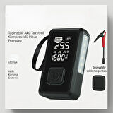 4’ü 1 Arada Akü Takviye Cihazı, Hava Kompresörü, Powerbank ve LED Işıklı Pompa