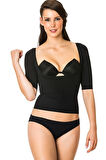5014 Dikişsiz Göğsü Açık Kollu Korse Siyah