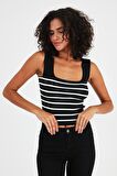 ALEXANDERGARDI KARE YAKA ÇİZGİLİ CROP ATLET(A92341-S)
