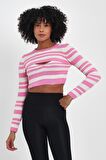ALEXANDERGARDI PENCERE DETAYLI PEMBE CROP KAZAK (A92372-S)