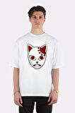 Unisex Beyaz Oversize T-shirt Anime Tanjiro Kamado Mask T-shirt And Accessories