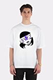 Unisex Beyaz Oversize T-shirt Creep Ahegao