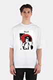 Unisex Beyaz Oversize T-shirt Faye Valentine Smoking