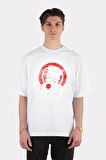 Unisex Beyaz Oversize T-shirt Red Uchiha Sasuke
