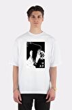 Unisex Beyaz Oversize T-shirt Sasuke Uchiha Fight