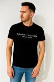 TOMMYHILFIGER EST BASKILI BİSİKLET YAKA PAMUK PENYE TSHİRT SİYAH