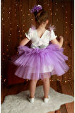 Kız Çocuk Kabarık Tüllü Lila Elbise