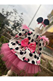 Kız Çocuk Mickey Mouse Pembe Payet Detaylı Tüllü Elbise