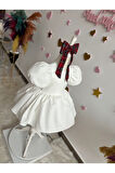 kız çocuk yeni yıl elbisesi, yılbaşı elbisesi, kabarık beyaz elbise