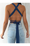 Kadın Indigo Bel Bağlamalı Sandy Croptop Büstiyer