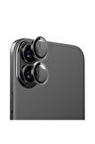  iPhone 16 iPhone 16 Plus Siyah Kamera Koruma Lens Koruyucu Safir Cam
