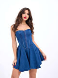 JANES 6807 KOT ELBİSE-MAVİ