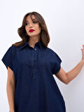 JANES 7348 KOT ELBİSE-MAVİ