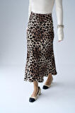 JANES Midi Saten Etek - Leopar