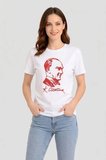 JANES Atatürk Baskılı Tişört Kısa Kollu Bisiklet Yaka T-Shirt - Beyaz
