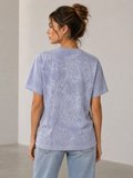 JANES Yıkamalı Washed Effect Tişört Bisiklet Yaka Sokak Stil Kısa Kol T-Shirt - Gri
