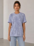 JANES Yıkamalı Washed Effect Tişört Bisiklet Yaka Sokak Stil Kısa Kol T-Shirt - Gri