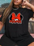 JANES Anneler Günü Hediye Anne Temalı Baskılı Oversize Bisiklet Yaka T-shirt - Siyah