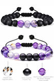 Sertifikalı Doğal Ametist Oniks Taşı Doğal Taş Bileklik Seti