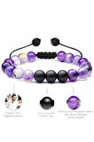Sertifikalı Doğal Ametist Oniks Taşı Doğal Taş Bileklik Seti