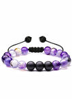 Sertifikalı Doğal Ametist Oniks Taşı Doğal Taş Bileklik Seti