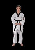 HAŞADO FİTİLLİ SİYAH YAKA TAEKWONDO ELBİSESİ