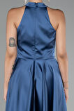 Halter Yaka Kısa Saten Davet Elbisesi ABK2112