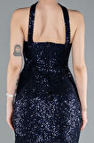 Straplez Mini Pul Payet Gece Elbisesi ABK2201